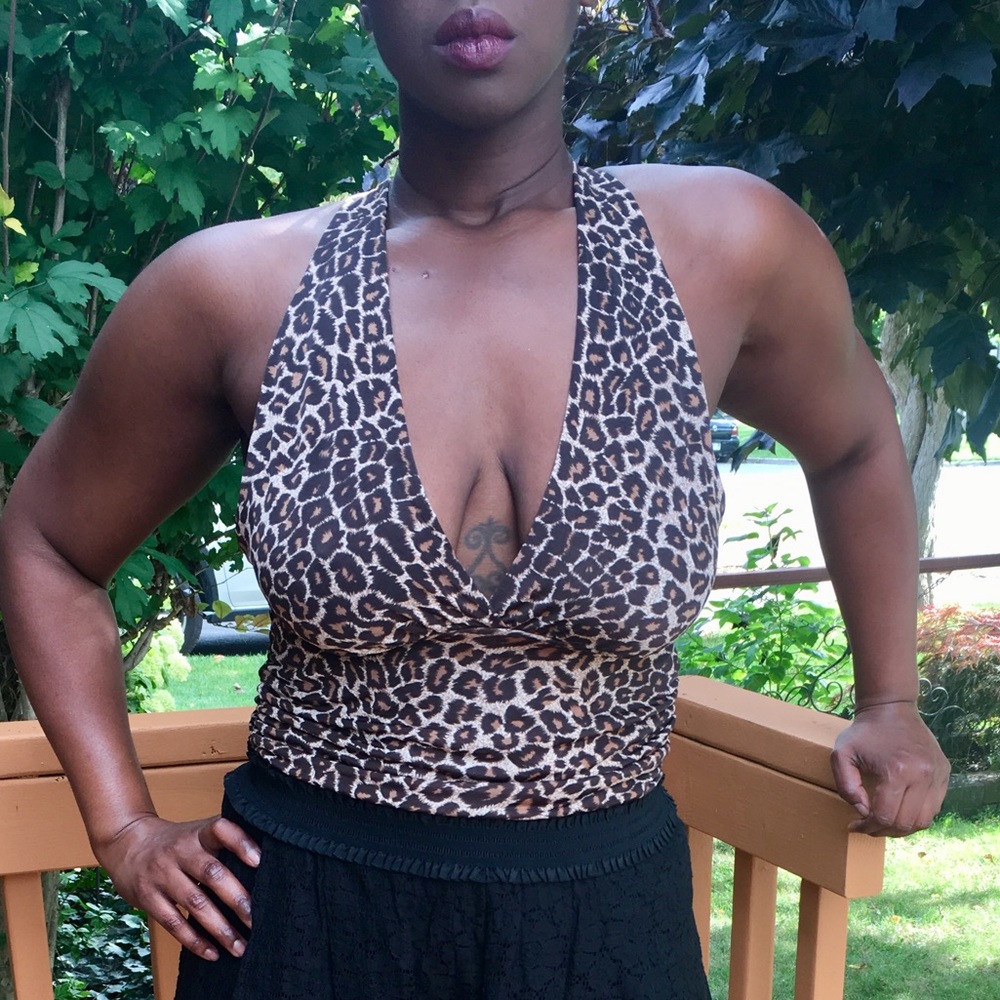 Leopard Print Open Back Top